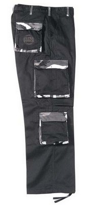 Camo Accentt Fatigues Black/Camo Cargo Pants