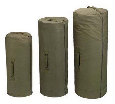 Giant Canvas Military Duffle Bags - Side Zipper Olive Drab Duffles