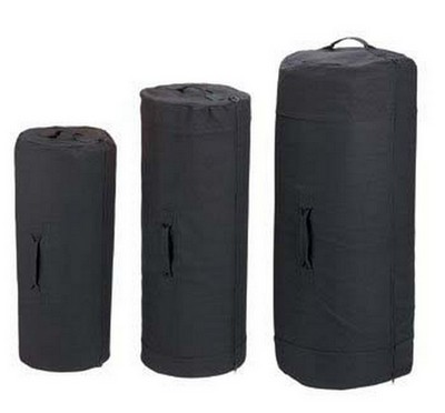 Canvas Military Duuffle Bags - Side Zipper Black Duffles