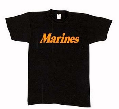 Marines T-Shirts Black W/Gold Marines Logo Shirt