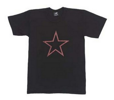 Military T-Shirts Red China Star Black T-Shirt