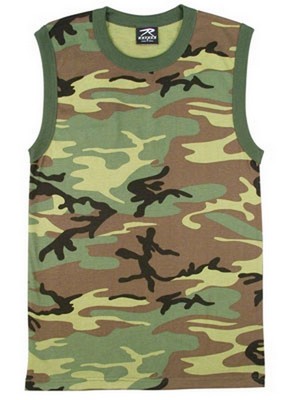 Camouflage Muscle T-Shirts - Woodland Camo Shirt 2X