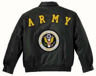 Army Logo Jacket Black Leather Army Jacket 3XL