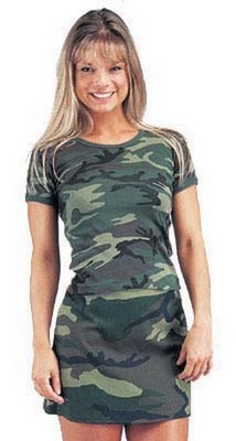 Womens Camo T-Shirts - Woodland Camouflage Shirt - S/M