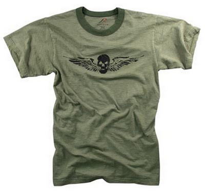 Vintage Military Slub T-Shirt Skull Wings 3XL