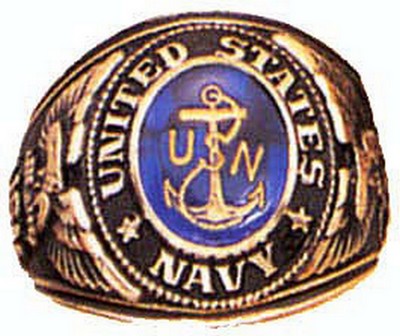 Military Rings Deluxe Engraved 18KT Gold Electroplate Rings "Navy"