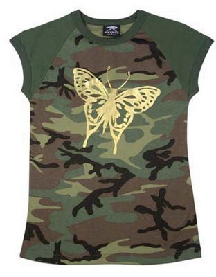 Camouflage Shirts Womens Camo Butterfly T-Shirts