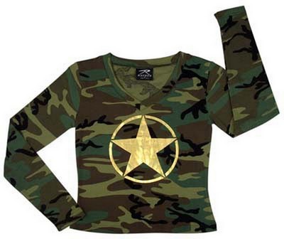 Camouflage Shirts Womens Camo Star Long Sleeve T-Shirts