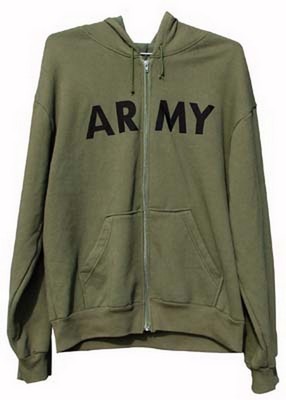 Army Sweatshirts Olive Drab Zip Front Hooded Army Sweatshirt