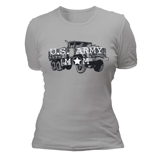 Women's Cotton Tee's - US Army Mom - Grey: Army Navy Shop