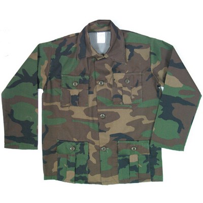 Boy's Four Pocket Camouflage Fatigue Shirt - Woodland Camo: Army Navy Shop